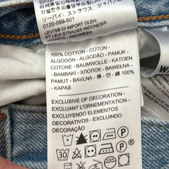 Levi’s Wedgie Straight Blue Distressed Button Fly Denim Jeans - Picture 6 of 6